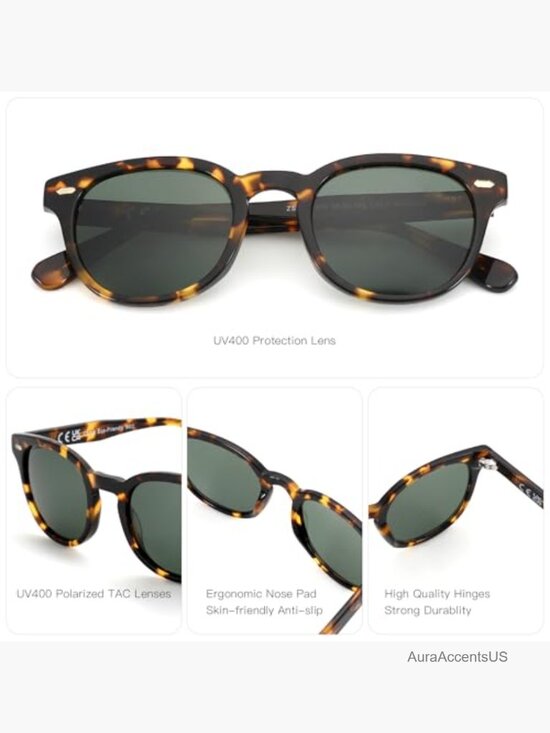 Polarized Retro Round Sunglasses UV Protection Acetate Frame main image 5